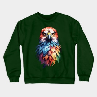 Colorful Red Tailed Hawk Portrait Design Crewneck Sweatshirt